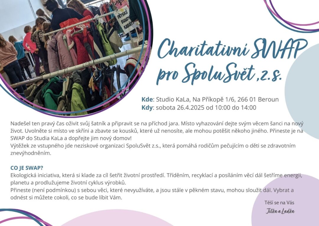 SWAP aneb VÝMĚNA VĚCÍ – Charitativní SWAP pro SpoluSvět z.s 26.4.2025